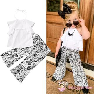 Set Áo Cổ Yếm Cột Dây + Quần Short Họa Tiết Da Rắn Cho Bé Gái