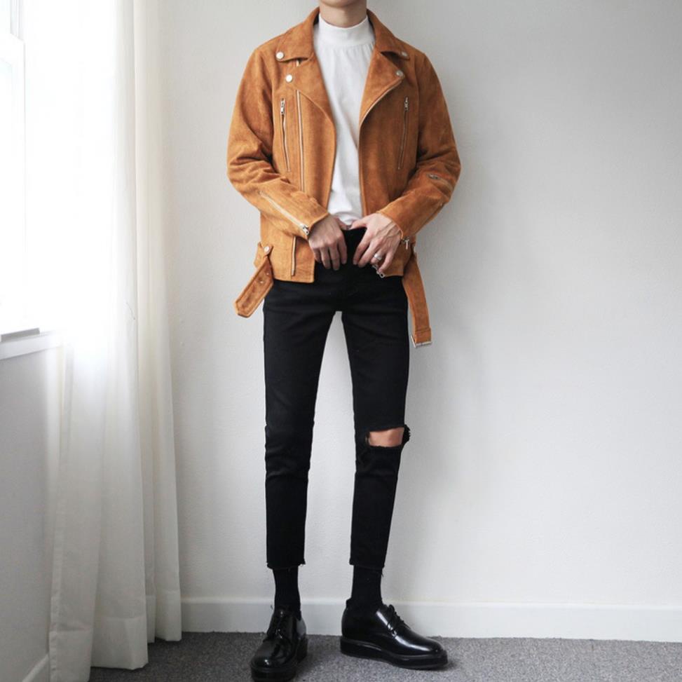 Quần Jean Nam Rách Gối Một Bên Hình Vuông Phong Cách Hàn Quốc Hot Trend Cho Hè 2020-J05 *