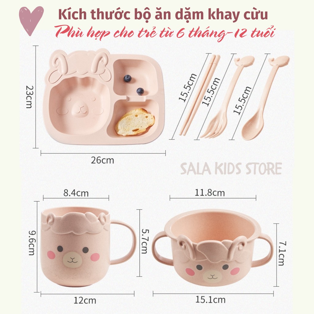 Khay Ăn Dặm Lúa Mạch Khay Cơm Đựng Thức Ăn Cho Bé Hình Cừu Xinh Xắn SALA KIDS