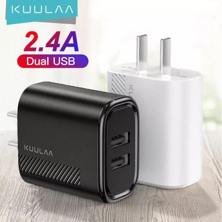 Củ sạc KUULAA cổng USB kép 2.4A tiện lợi thích hợp cho máy tính bảng điện thoại Android iPhone