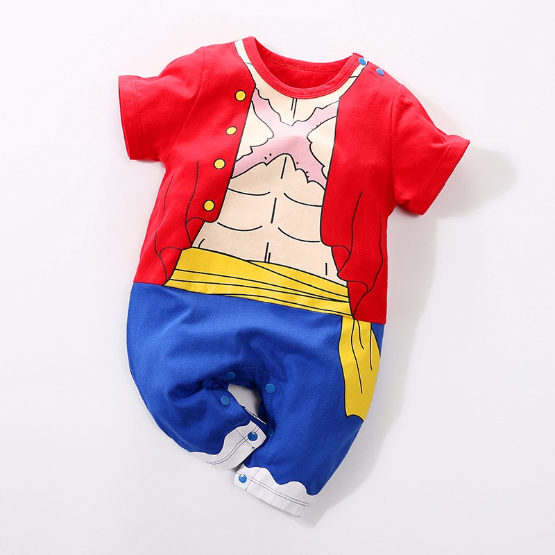 Áo liền quần tay ngắn in hình phong cách Dragon Ball Luffy cho bé trai/bé gái