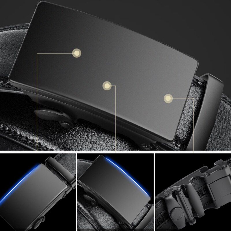 Mới Thắt Lưng Da Thật Màu Đen Khóa Tự Động Cỡ Lớn 130 140 150 160 170 180cm Thời Trang Cho Nam Nữ