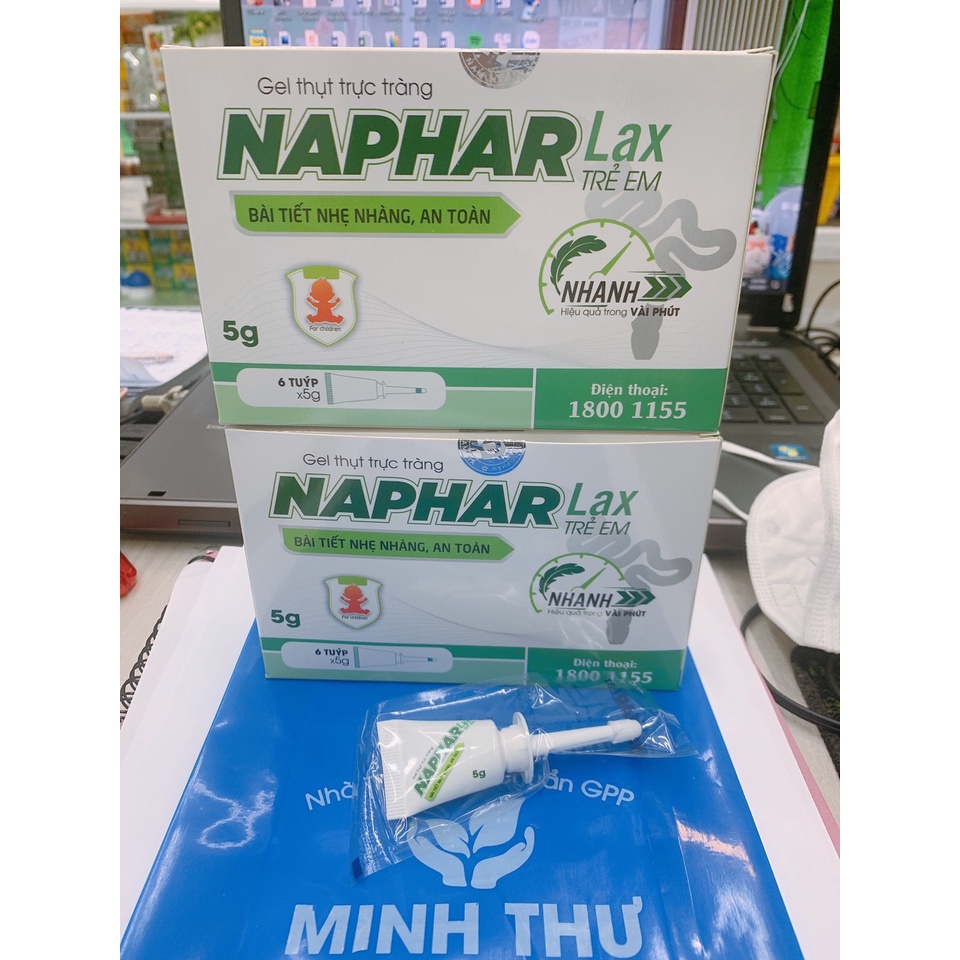 Gel thụt trực tràng NAPHAR LAX Bài tiết nhẹ nhàng, an toàn hộp 6 tuýp 2 loại Người lớn 8g - Trẻ em 5g