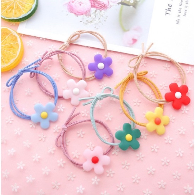 Thun cột tóc hoa 5 cánh dễ thương style Hàn quốc