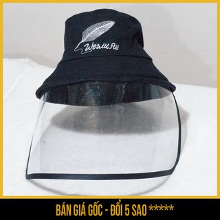 Mũ nón bucket có kính trong suốt chống dịch, chống khói bụi người lớn thêu BÚT LÔNG