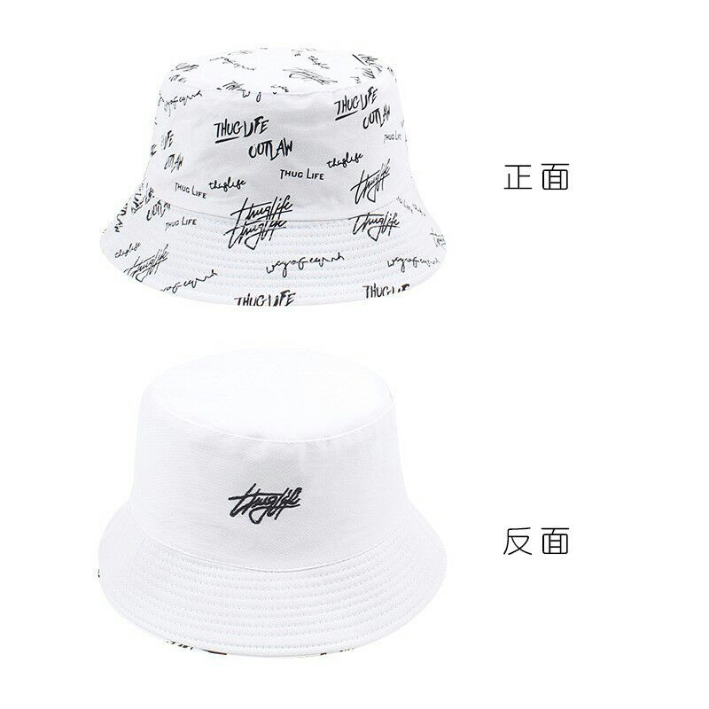 Mũ bucket vành tròn họa tiết chữ ký sử dụng hai mặt phong cách Ulzzang Unisex cực chill cá tính hàng Quảng Châu cao cấp