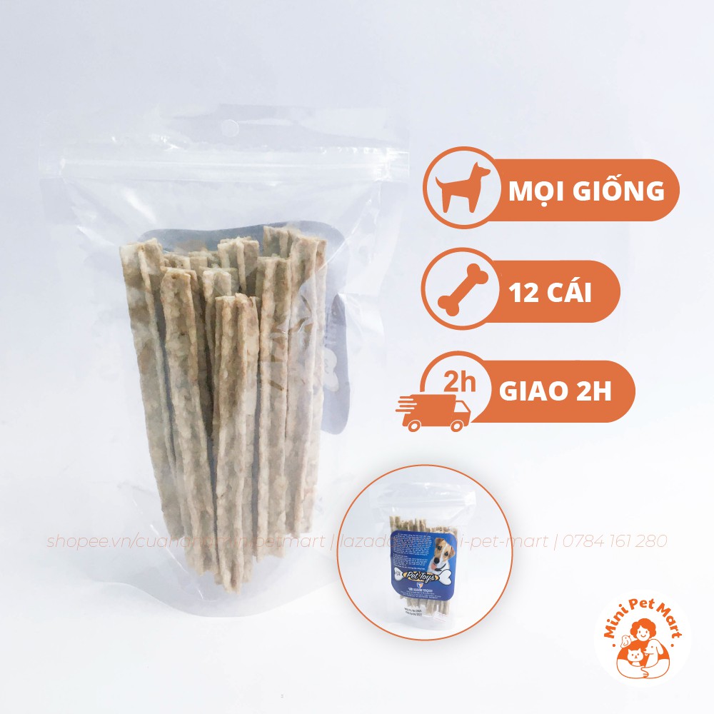 Xương gặm da bò TÀI HƯNG THỊNH 865 (12 cái) - bánh xương, snack, bánh thưởng, xương gặm cho chó