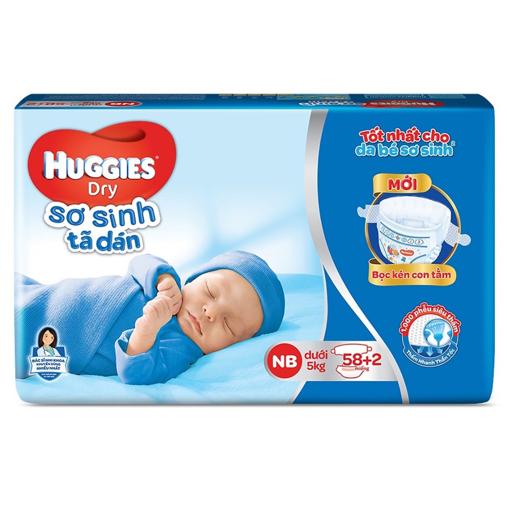 Tã dán sơ sinh Huggies NB58+2