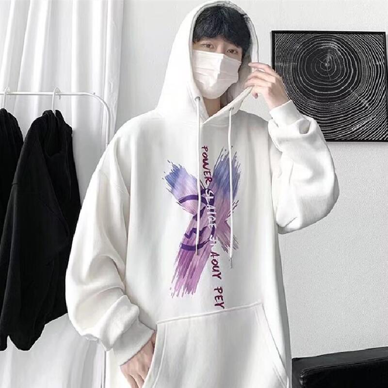 Áo hoodie dáng rộng in hoạt hình hươu cao cổ phong cách hip hop đường phố Hàn Quốc cho nam và nữ size M-5XL