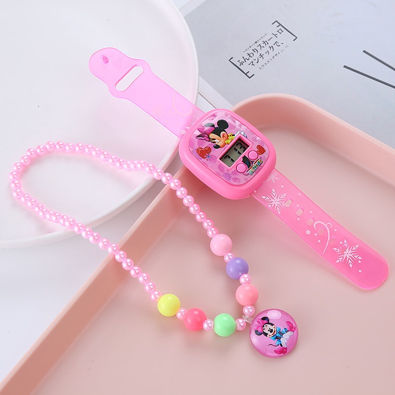 Set Đồng Hồ Đeo Tay Và Vòng cổ Mặt Công Chúa Elsa Xinh Xắn Cho Bé Gái