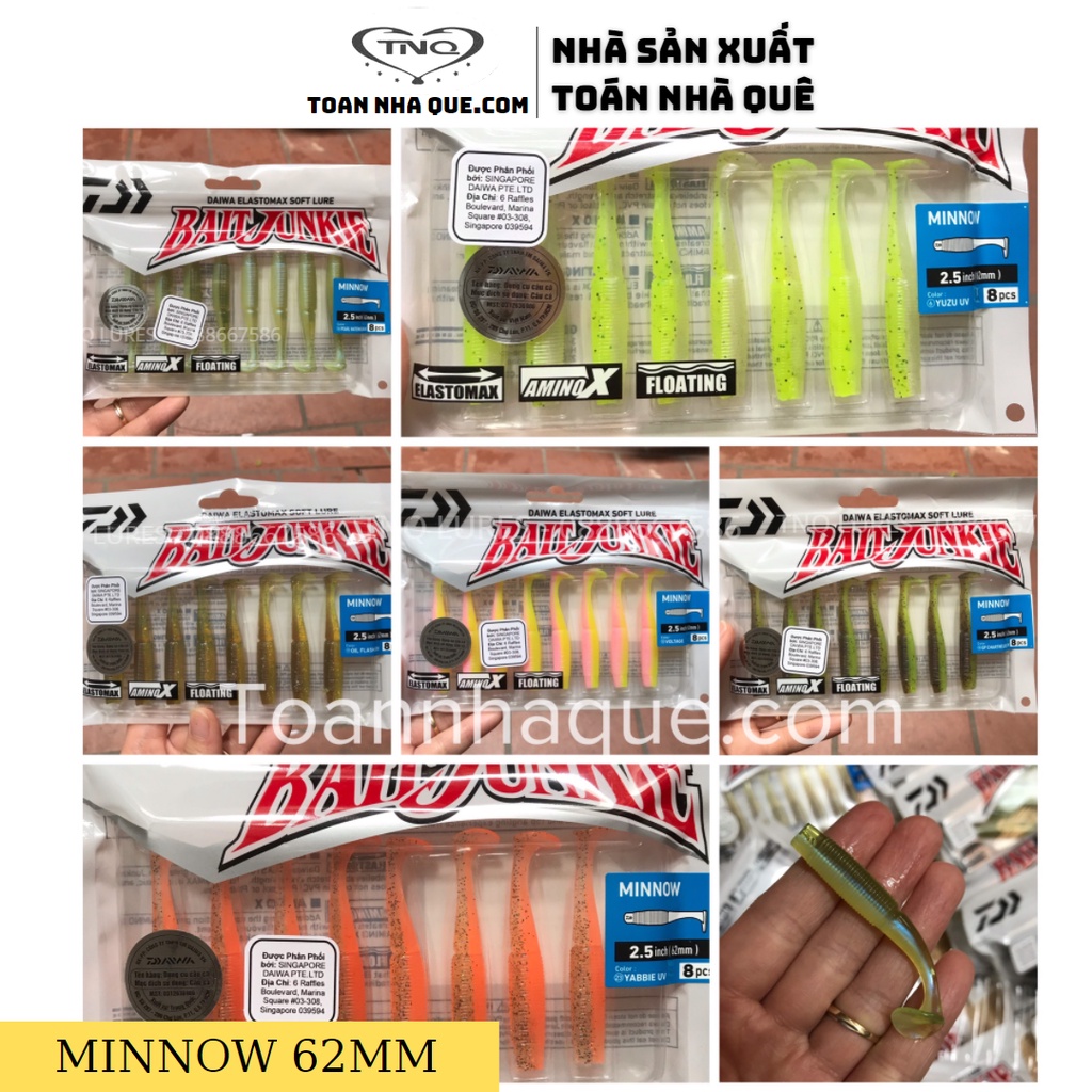 Mồi Mềm Daiwa Bait Junkie MINNOW &amp; GRUB - giao màu ngẫu nhiên [ TNQ LURES - TOÁN NHÀ QUÊ ]