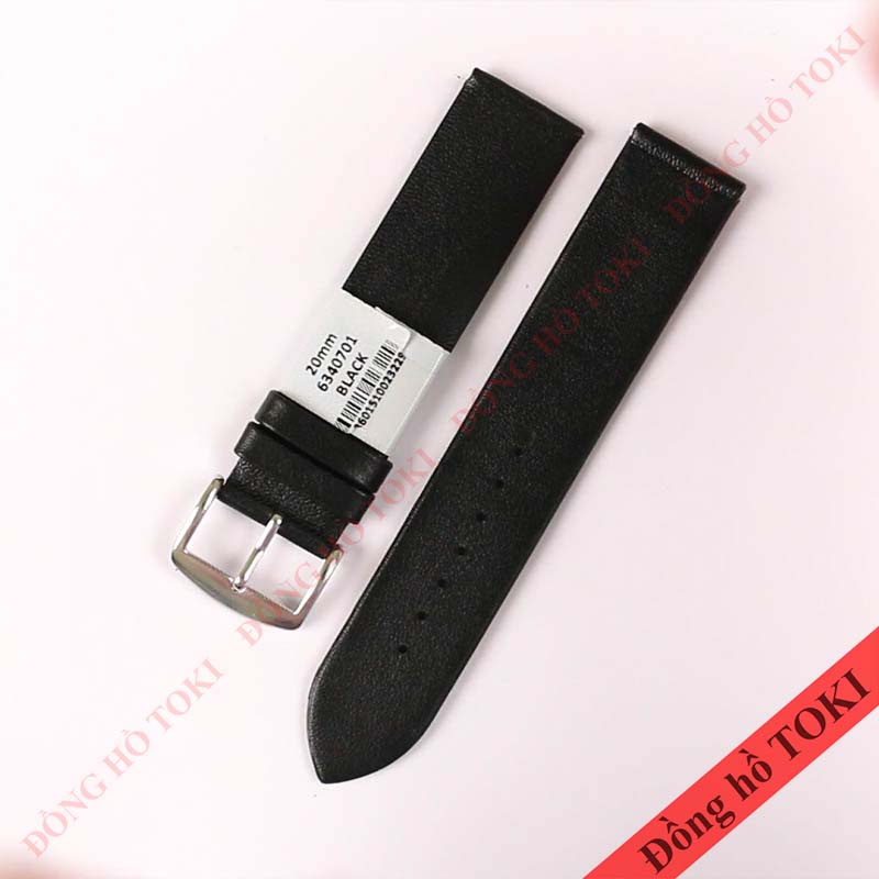 Dây da đồng hồ ZRC Pháp dòng TRENDY da cừu đen phẳng mỏng