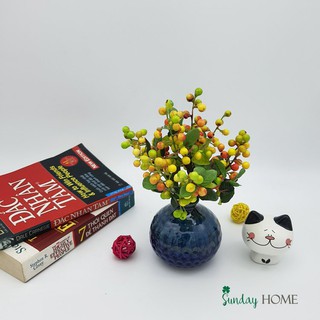 Hoa giả để bàn trang trí, bình quả kim ngân mini miệng nhỏ hút tài lộc