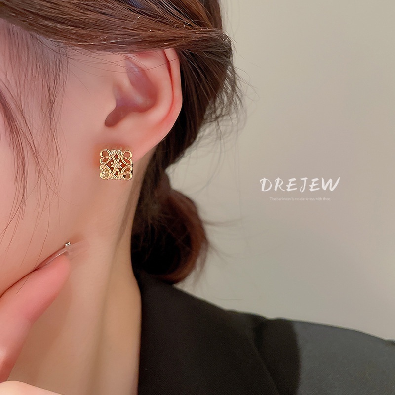 DREJEW Bông Tai Mạ Bạc Họa Tiết Bánh Trung Thu Phong Cách Pháp Sang Trọng