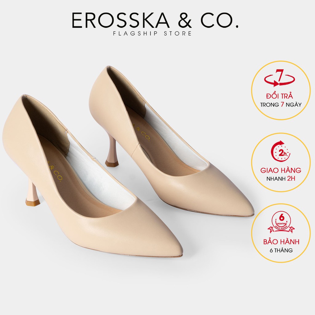 Giày cao gót mũi nhọn sang trọng quý phái kiểu dáng cơ bản thương hiệu  Erosska gót cao 8cm _ EP010