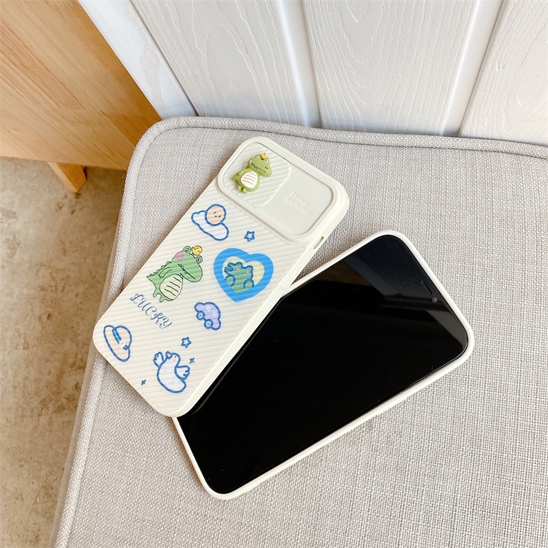 Ốp Điện Thoại Silicon Dẻo Họa Tiết Hoạt Hình Khủng Long Nhỏ Dễ Thương Chống Sốc Cho iPhone 11 12 Pro Max X XS XR XSMAX