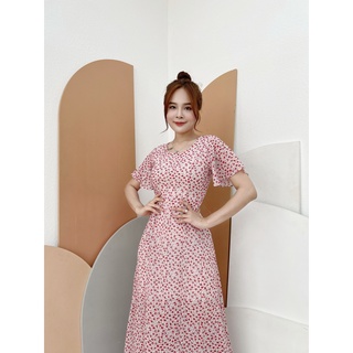 Maxi xẻ đùi hoa nhí cột eo S&M - GR0226
