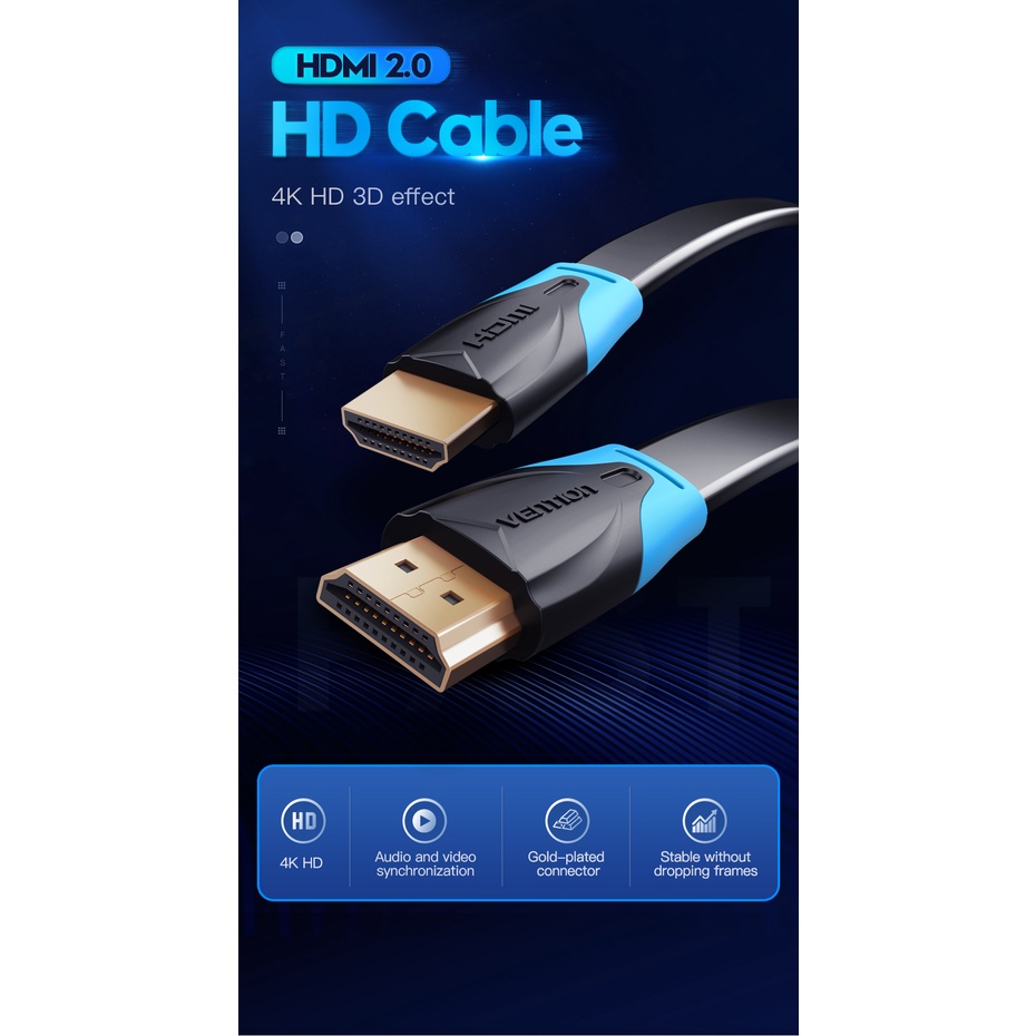 Cáp HDMI 2.0 Vention - Dài 1.5 mét - Hỗ trợ 4K/60Hz, 18Gbps + Âm thanh + Ethernet