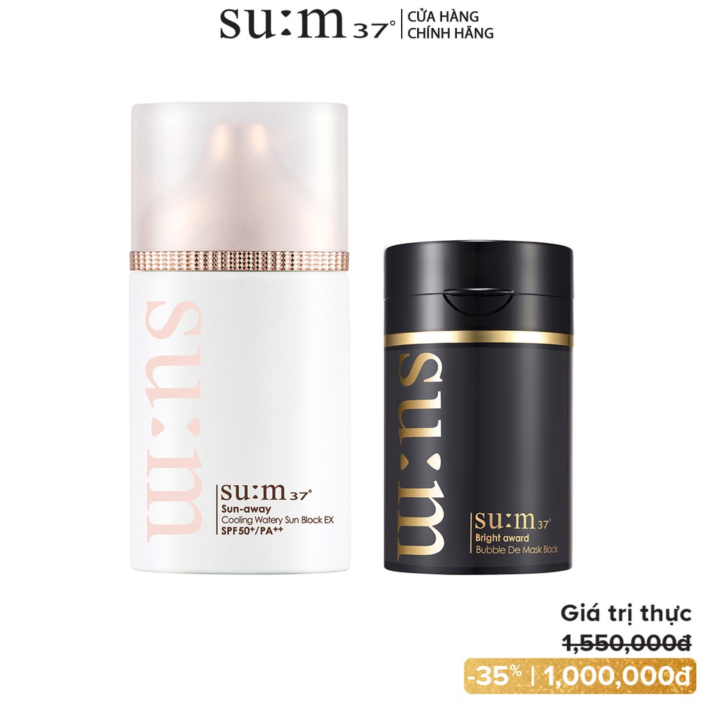 [Tặng Mặt nạ sủi bọt Black 550k] Kem chống nắng cấp ẩm Su:m37 Sun-Away Cooling Watery Sunblock Ex SPF50+ PA++ 50ml