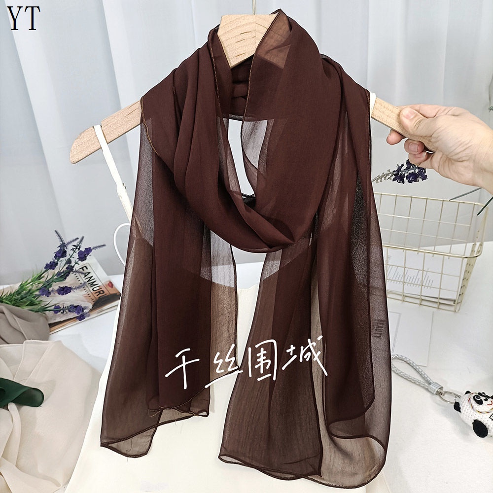 Khăn Quàng Cổ Bằng Lụa Mềm Mỏng Dáng Vuông Màu Trơn Thanh Lịch Cho Nữ