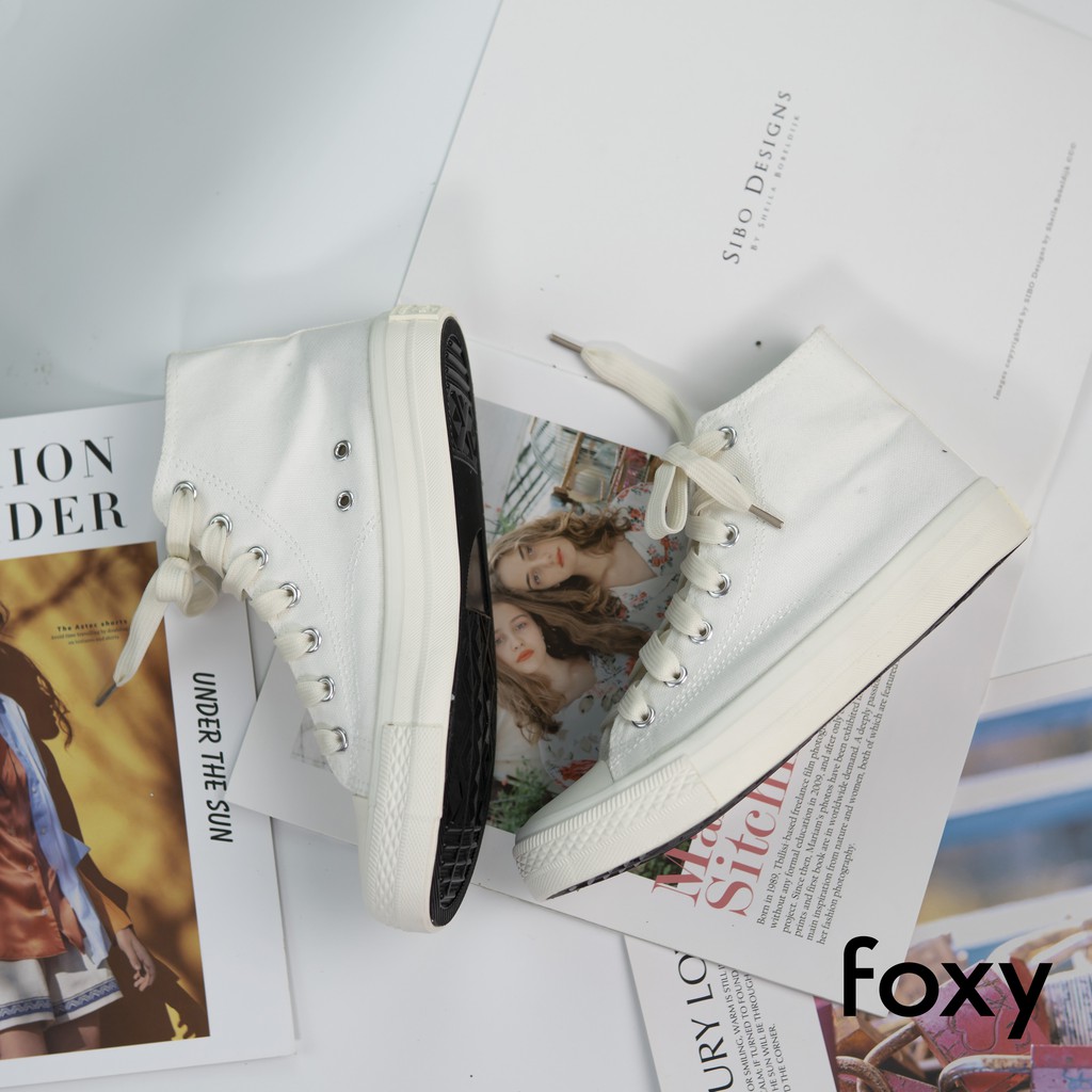 Giày Sneaker Nữ FOXY Dáng CV Cao Cổ Màu Trắng Be Basic - FOX022 | BigBuy360 - bigbuy360.vn