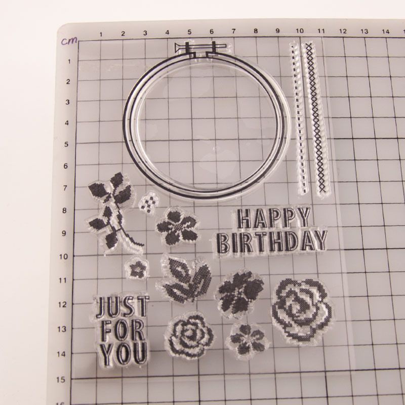 love* Happy Birthday Flower Silicone Clear Seal Stamp DIY Scrapbooking Embossing Photo Album Decorative Paper Card Craft Art Handmade Gift