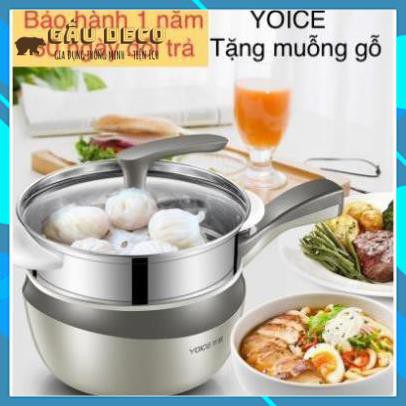 Nồi điện đa năng [FREESHIP] - Chính hãng Yoice - Chống dính, sử dụng đa năng - Nấu lẩu, chiên, xào, luộc inox 304