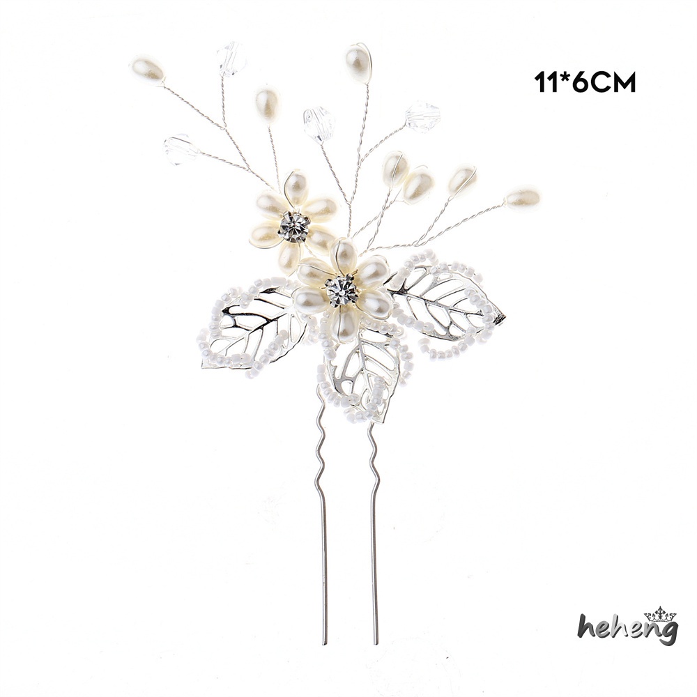 Trâm Cài Tóc Chữ U Hình Chiếc Lá Đính Ngọc Trai Giả Thời Trang Dành Cho Nữ