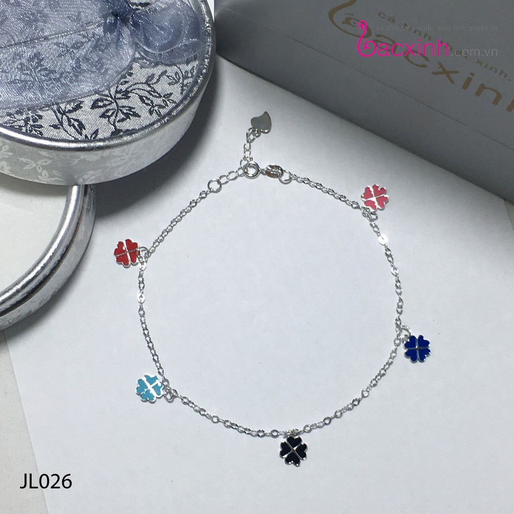 Lắc chân bạc Ý 925 Bạc Xinh Huệ Ngân Cỏ bốn là may mắn JL026 | BigBuy360 - bigbuy360.vn