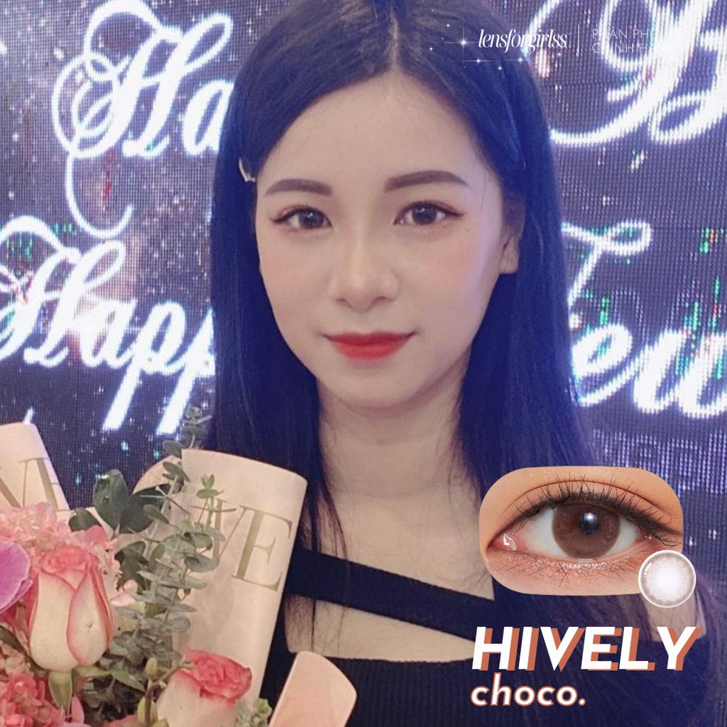 Kính Áp Tròng hồng đào HIVELY CHOCO chính hãng Olens | HSD 3-6 tháng | Lens cận