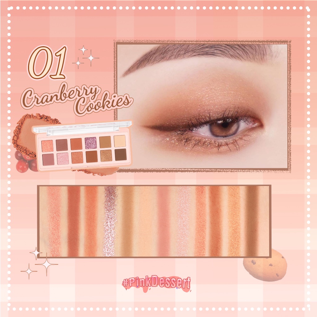 Bảng Phấn Mắt PINKFLASH Pink Dessert PF-E15 Sắc Tố Cao Màu Ánh Kim Tuyến Lâu Trôi Khay Trang Điểm Đa Chức Năng 100g