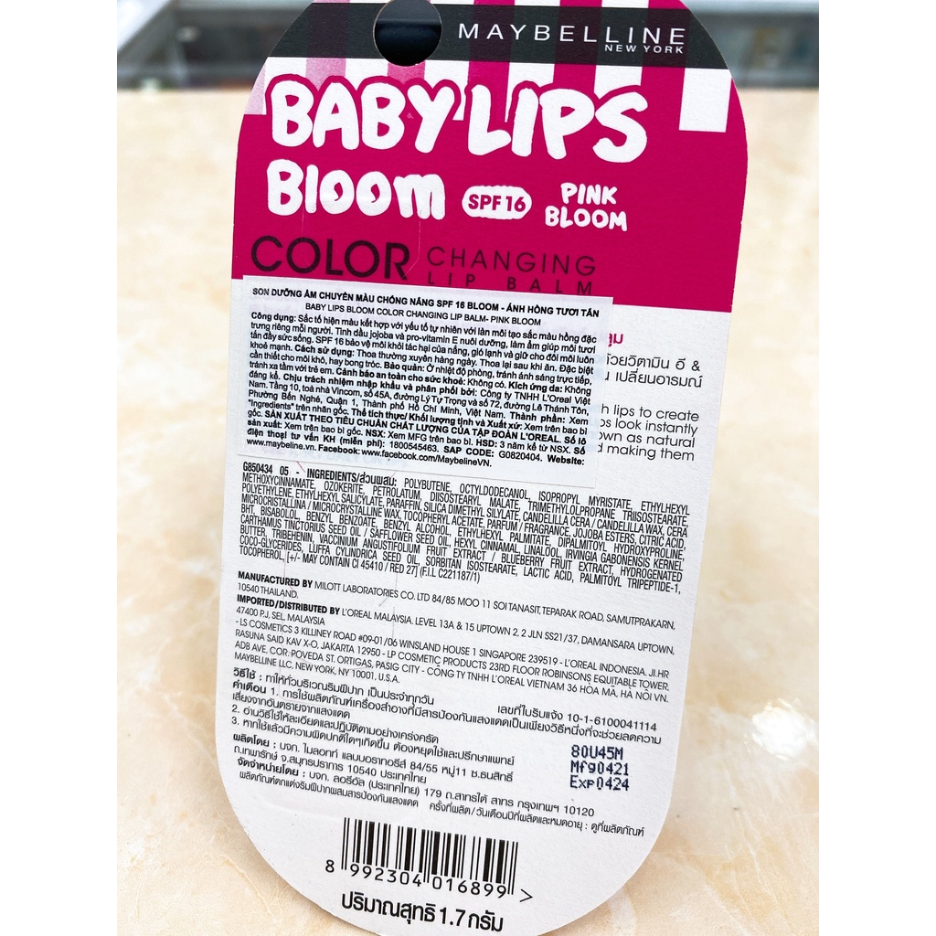 SON DƯỠNG CHUYỂN MÀU BABY LIPS BLOOM MAYBELLINE CHÍNH HÃNG CTY