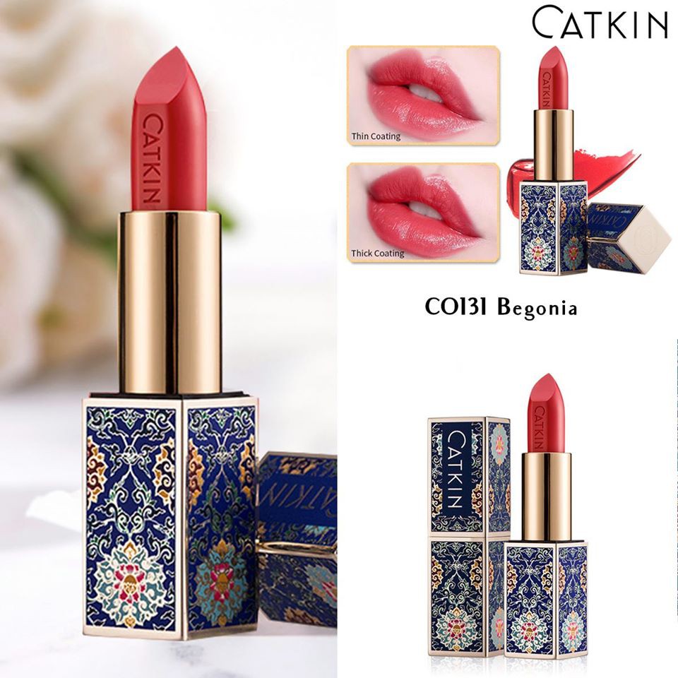 CATKIN- Son nội địa Trung - Son lì có dưỡng Moisturizing Lipstick CO131 Apricot Orange Red - Đỏ cam