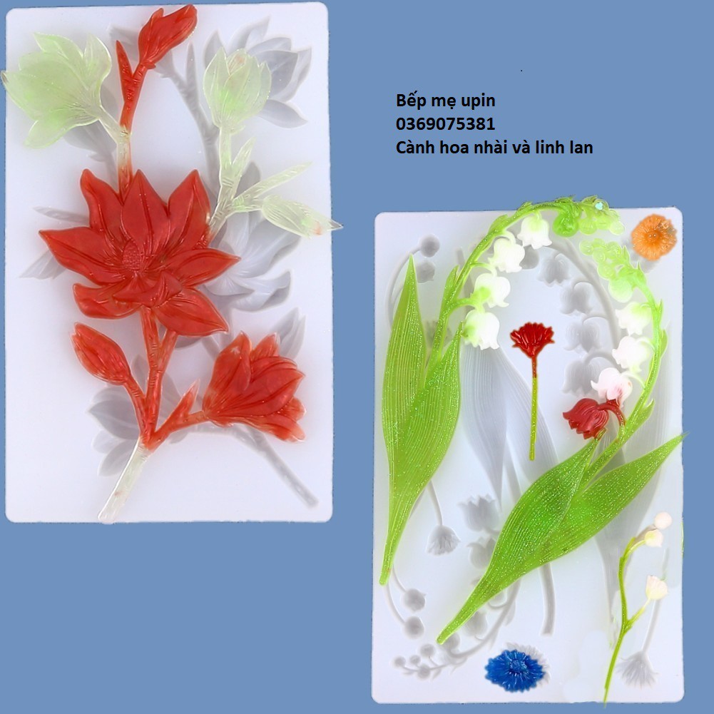 [KHUÔN 4D SALE] Khuôn silicon cành hoa linh lan, cành hoa nhài làm rau câu, làm bánh sinh nhật, socola xôi hoa đậu