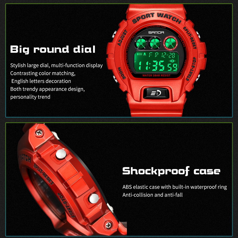 Đồng Hồ Điện Tử Thể Thao Sanda Chống Thấm Nước Có Đèn LED Phát Sáng Đa Năng Dành Cho Nữ 2017-6