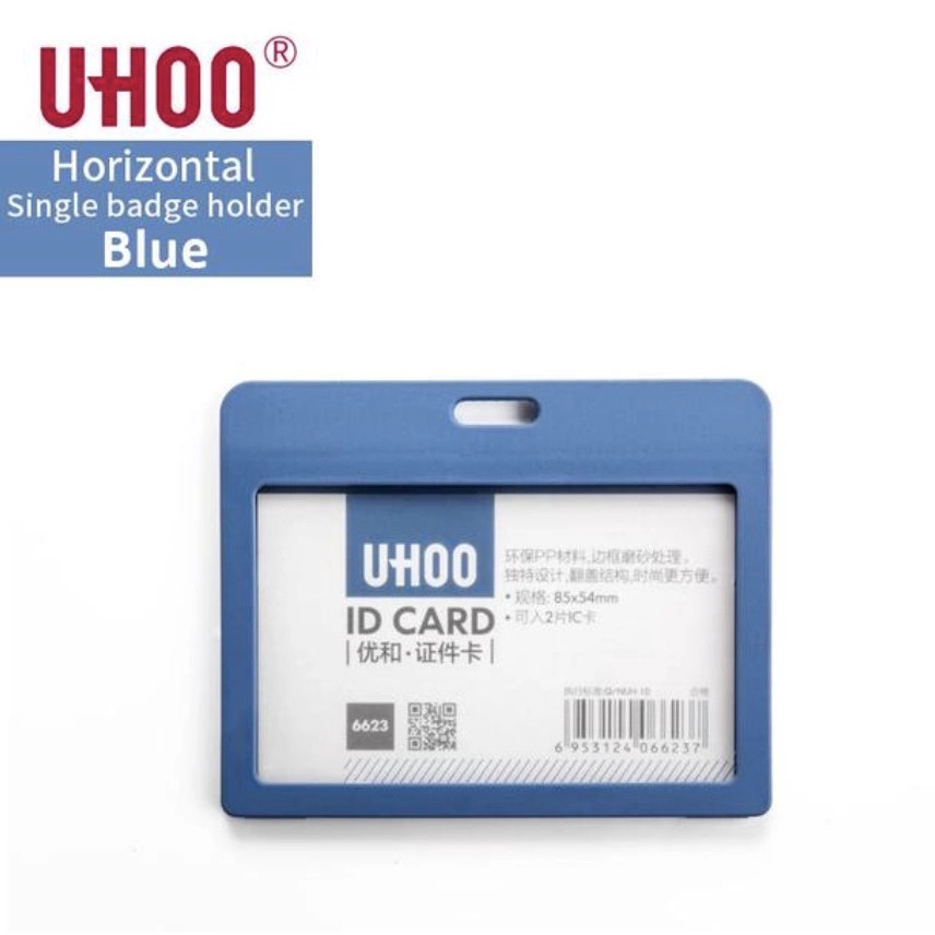 Thẻ đeo bảng tên nhân viên văn phòng nhựa cao cấp một mặt dọc và ngang UHOO 6623 – Văn phòng phẩm Sao Mai