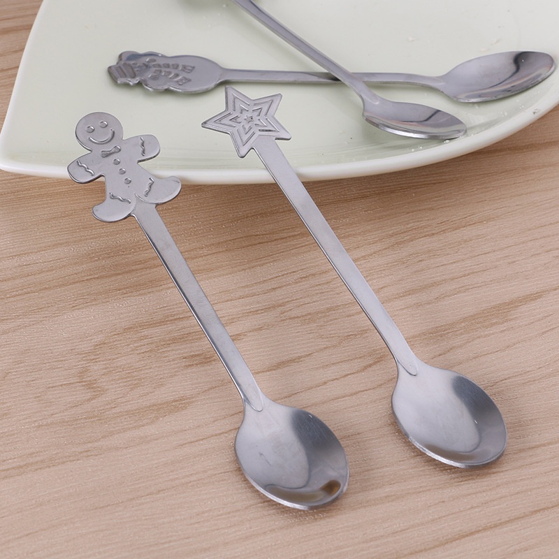 Set 4 muỗng cà phê thép không gỉ thiết kế phong cách Giáng Sinh 2023 sáng tạo tiện lợi