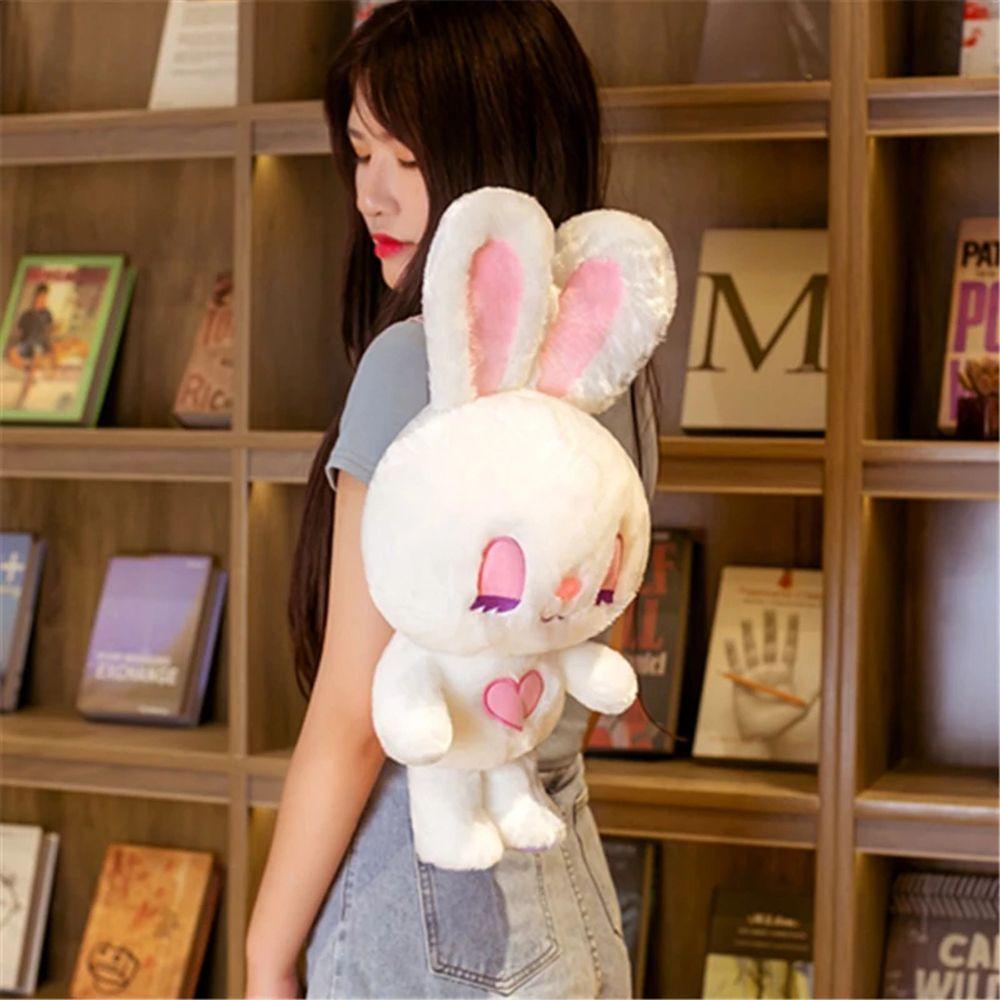 Ba Lô Hình Thỏ Nhồi Bông Mềm Mại Dễ Thương Sức Chứa Lớn Có Khóa Kéo