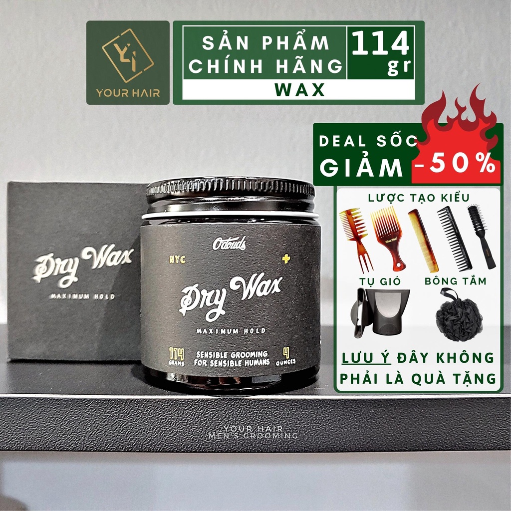 Sáp vuốt tóc O'douds Dry Wax – Maximum Hold - 114g