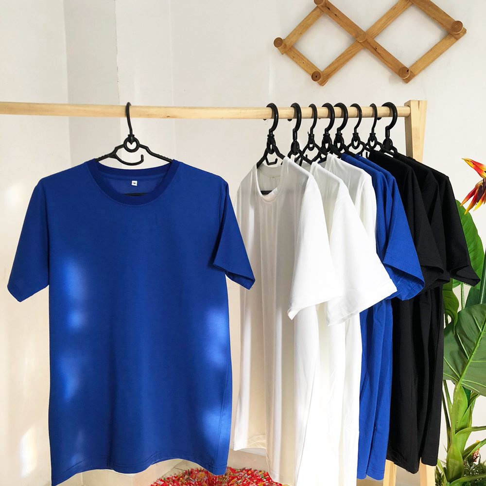 Áo Thun Cổ Tròn Trơn Vải Cotton Phom Rộng Cho Nam Và Nữ Phong Cách Thể Thao Unisex