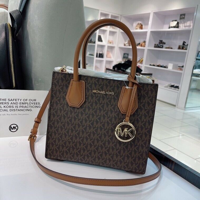 Michael Kors - Túi MK Mercer Medium Logo Leather Crossbody Bag - màu nâu