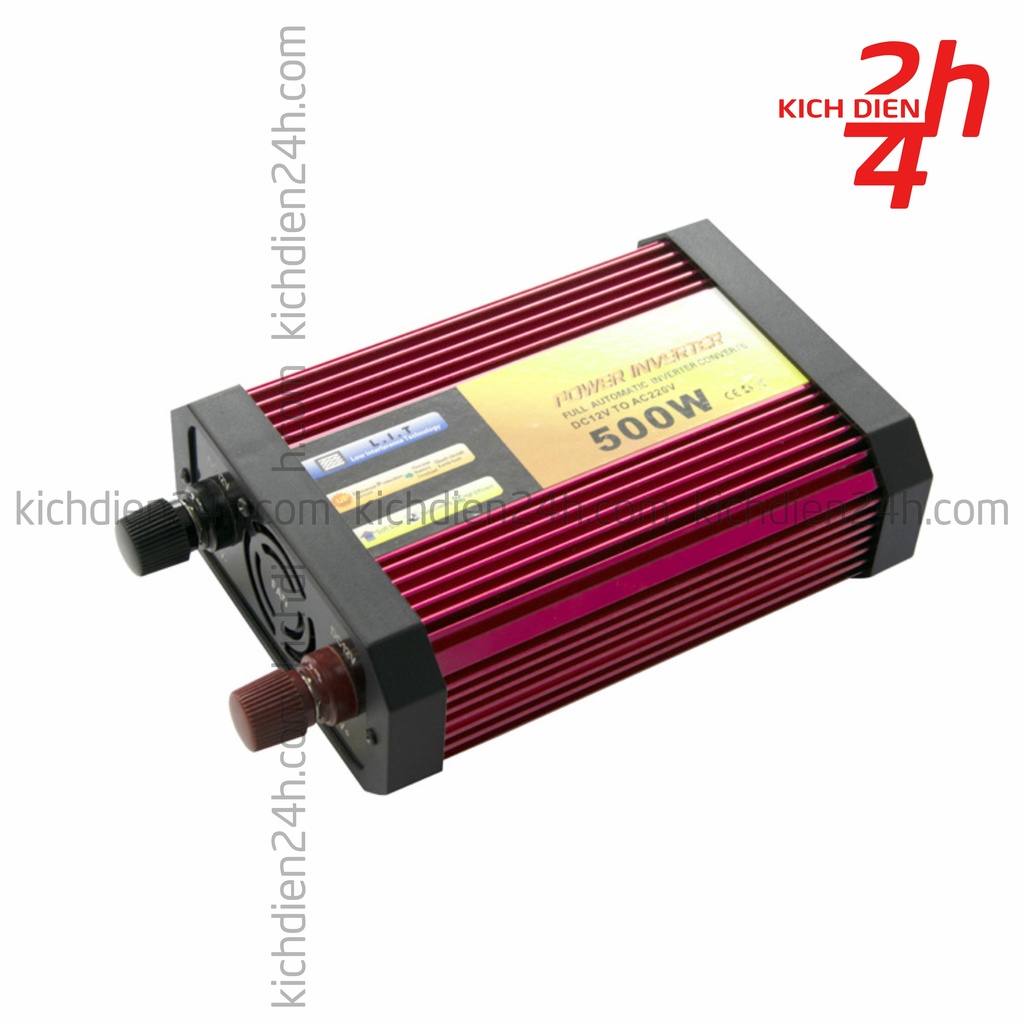 Kích điện 12V lên 220V 500W, Hàng chuẩn nội địa TQ, Tặng kèm kẹp cá sấu