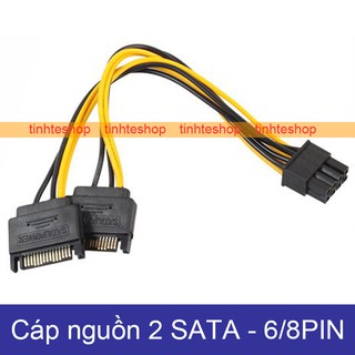 Cáp chuyển nguồn 2 SATA sang 6PIN & 8PIN (6+2) - Cáp nguồn SATA ra PCI-E VGA card 20Cm