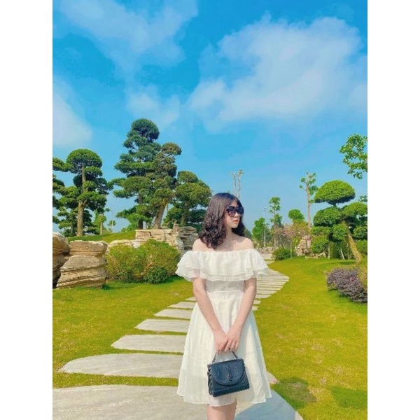 Váy trễ vai voan tầng dáng xòe công chúa