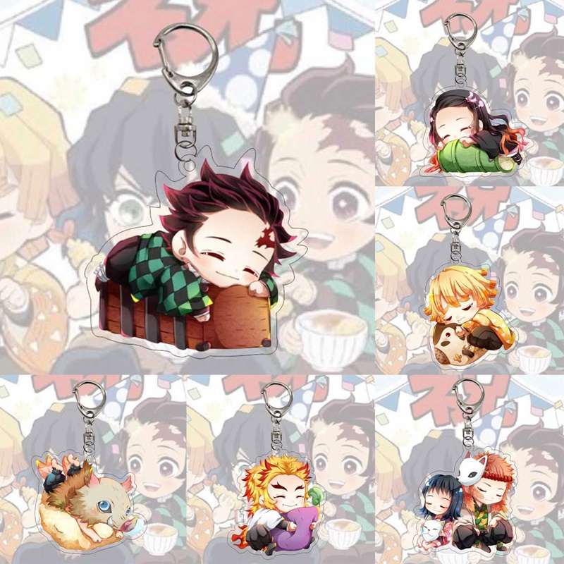 Tmdbyx Móc Chìa Khóa Acrylic Hình Anime Demon Slayer Kimetsu no Yaiba Ghost
