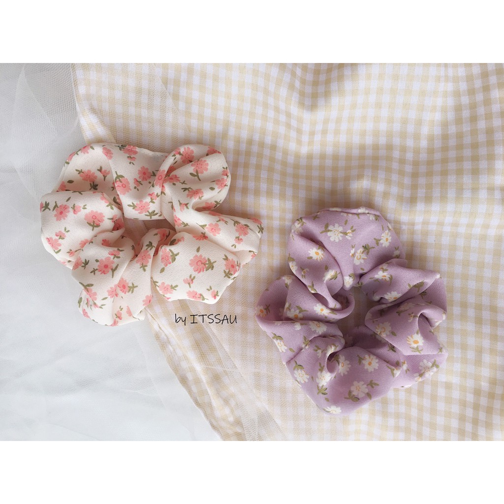 Scrunchies chun buộc tóc vải hoa trà mã 1001 | BigBuy360 - bigbuy360.vn