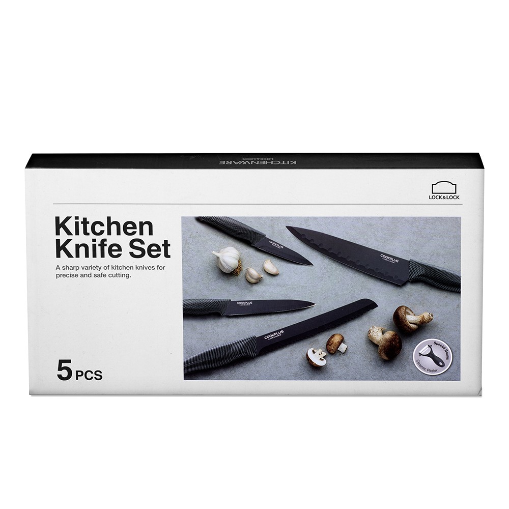 Bộ dao nhà bếp 5 món COOKPLUS Lock &amp; Lock CKK101S5BLK