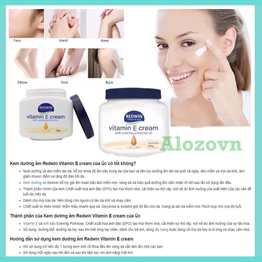 Kem dưỡng Redwin Vitamin E Cream Úc chính hãng hộp 300g