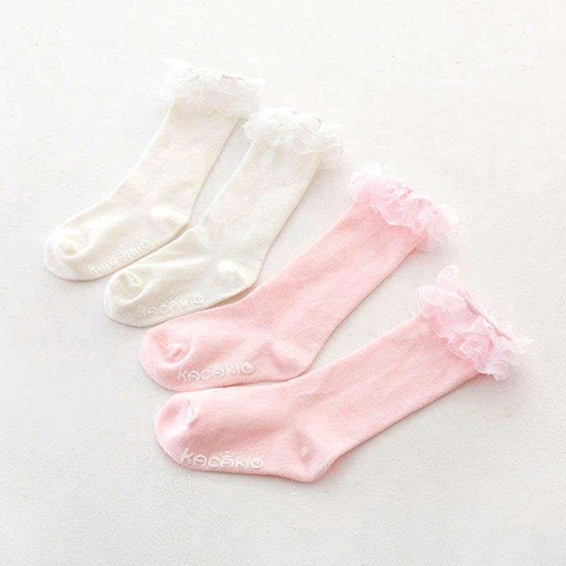 Vớ Cotton Dài Qua Gối Mềm Mại Màu Trơn Cho Bé Gái