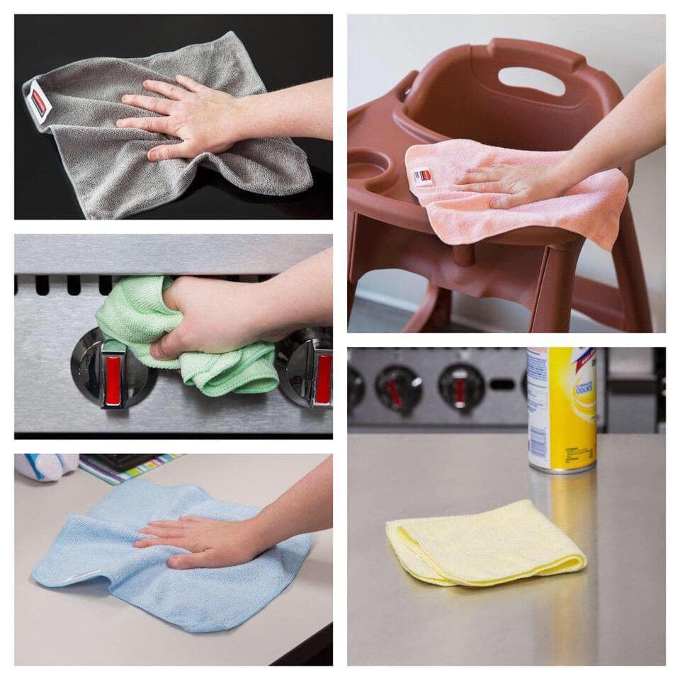 COMBO 5 KHĂN LAU ĐA NĂNG NĂNG RUBBERMAID HYGEN SANITIZER SAFE MICROFIBER CLOTH MỸ